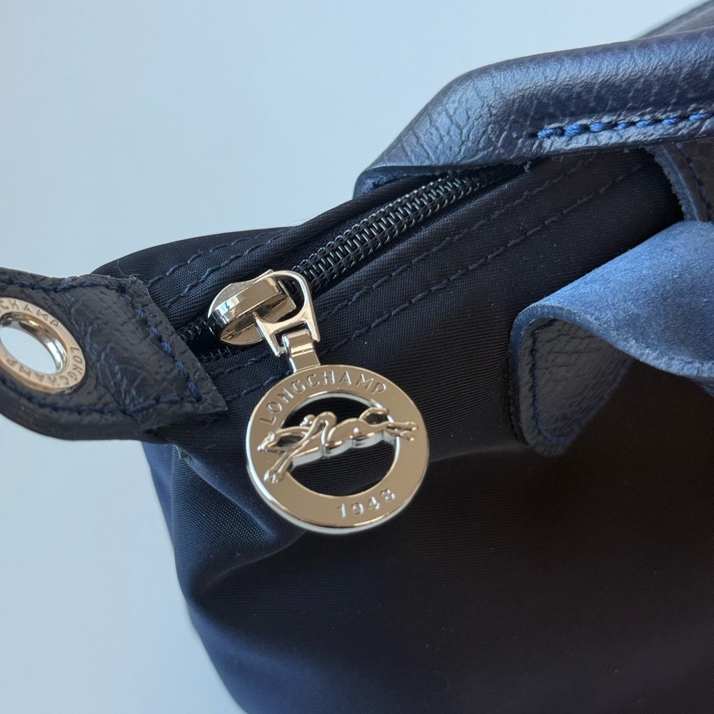 Longchamp Navy Mini Le Pliage Top-Handle Bag with Tricolor Horse Motif - Picture 4 of 11